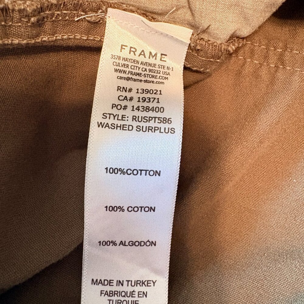 FRAME Women’s Relaxed Cropped Utility Cargo Pants Size 28 Olive Green Cotton - Picture 5 of 7